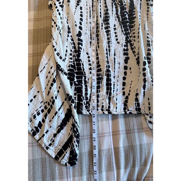 Bryn Walker Gauze Top XS Oversized Blk/Wht Boxy Asymmetric Lagenlook Artsy Boho - Picture 11 of 12